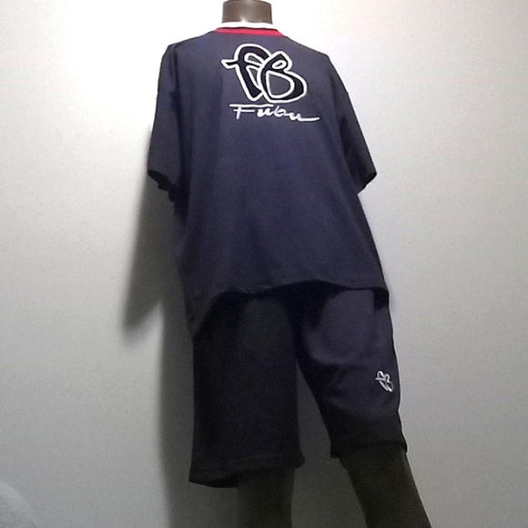 Comfortable & Rare 2pc Dark Blue Short sleeve short set by FUBU - Picture 8 of 16